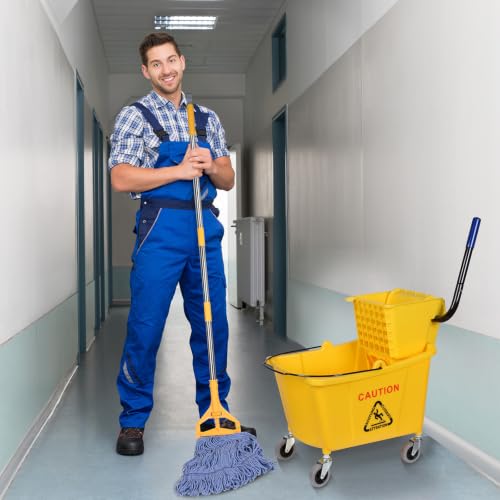 Side-Press Wringer Commercial Mop Bucket on Wheels, 35-Quart
