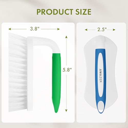 Amazer Scrub Brush for Cleaning Comfort Grip Shower Scrubber Flexible Stiff Bristles with Handle Heavy Duty Cleaner Brush for Tub Sink Carpet Floor - Pack of 2 (Blue+Green) - color: Blue+green, size: 2-Pack