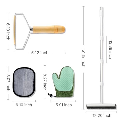 Pet Hair Carpet rake for Dog & Cat Hair, 4-in-1 Pet Hair Remover Tool Kit