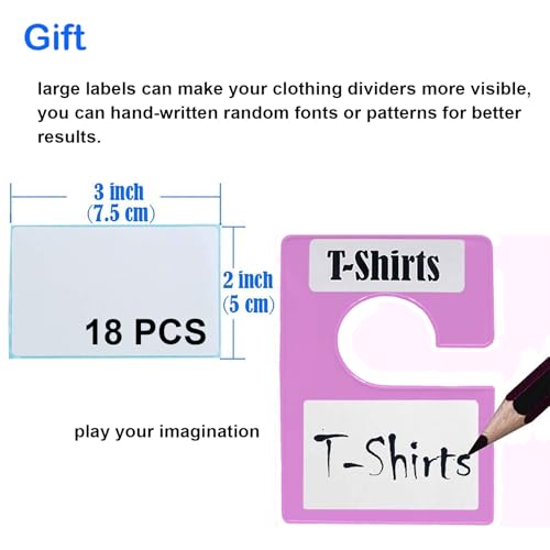 32 Pack White Clothing Rack Size Dividers Plus 75 Labels (1 Inch) and 30 Large Blank Labels, Large Rectangular Clothing Closet Dividers (Purple) - color: Purple, size: 32 PACK