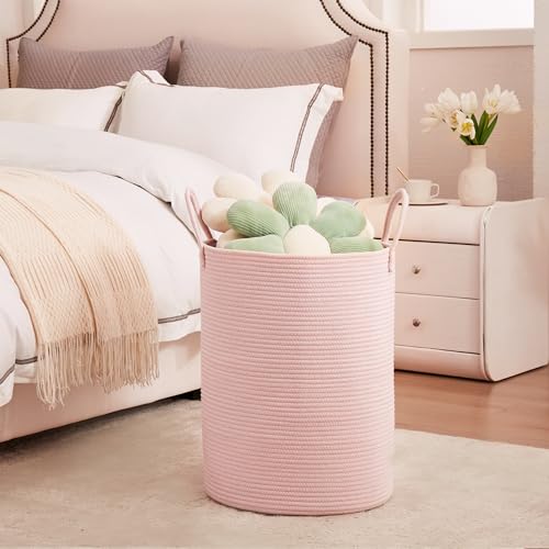 Large Pink Hamper Laundry Basket for Baby Kids 15Dx20H inches - color: Pink, size: Large (60L)