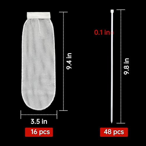 64-Piece Lint Trap and Cable Ties Set for Washing Machine, Includes 16 Nylon Mesh Lint Traps and 48 Cable Ties, Easy and Effective Lint Filtration (White) - color: 16pcs