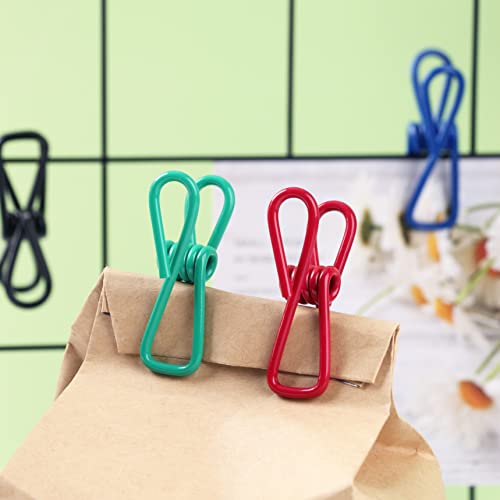 16 Pack Chip Clips, Utility PVC-Coated Colorful Steel Clip for Sealing Food - size: 2 inches