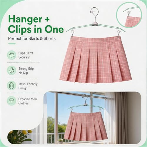 ROOM127 Travel Hangers with Clips, 5 Pack Foldable Stainless Steel Hangers - color: Silver