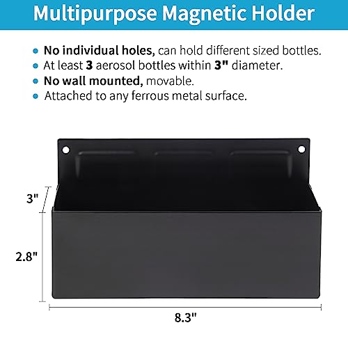 Magnetic Aerosol Spray Can Holder, Magnet Toolbox Bottle Holder, Tool Box Storage Rack for Garage and Home, Craft Workspace, Mechanic Paint Bottle Can Organizer, Black, 3"x8.3" - color: Black