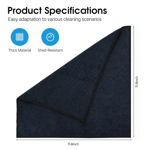 QYL Microfiber Cleaning Cloth,12 Pack Cleaning Rags, Cleaning Towels with 4 Color Assorted, 11.8"X11.8", Black - color: Black