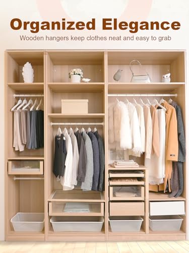 HOUSE DAY White Wooden Hangers 30 Pack, Heavy Duty Wooden Coat Hangers - color: White, size: 30 Pack