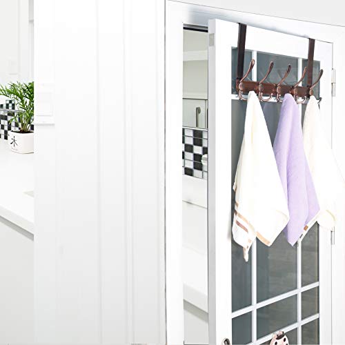 WEBI Over The Door Hook Rack with 5 Tri Hooks for Hanging Coats,Door Hanger Over Door Towel Rack Door Coat Towel Hanger Door Coat Rack,Antique Copper - color: R/Antique Copper, size: 1 Pack