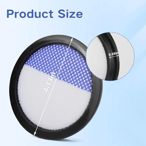 6 Pack Filters Replacement for Eureka RapidClean Pro Cordless Stick Vacuum Cleaner Compatible with NEC180, NEC280TL, NEC380, NEC480, NEC185, NEC186, NEC190