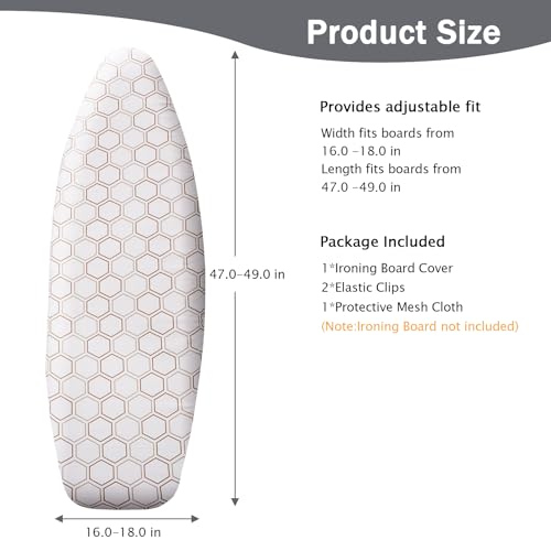 SheeChung Ironing Board Cover and Pad 18"x49",Wide Ironing Board Cover - color: Hexagon, size: 49"L x 18"W