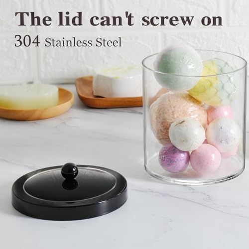 50Oz Laundry Pods Container Clear Container w/Stainless Steel Lid,Black,2pc - color: Black, size: 50 Ounces (2 Pack)