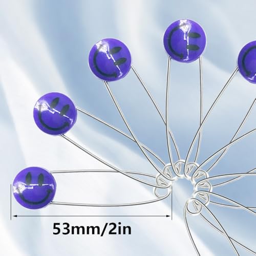 50 PCS Safety Pin 53mm/2.1in Baby Diaper Pins for Cloth Plastic Head Baby Pins for Diapers Stainless Steel Cloth Pins with Locking Closures Nappy Pin for Crafts(XL/Purple) - color: Purple