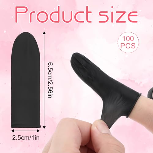 100 Pcs Finger Cots, Disposable Silicone Fingertips Protective, Finger Protectors & Covers, Black Fingers Gloves for Beauty, Manicure, Massage, Nail Biting Prevention, Rubber Medium Fingers Covers - color: Black