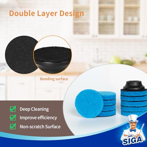 MR.SIGA Non Scratch Pad Refills for Electric Spin Scrubber, 10 Pack