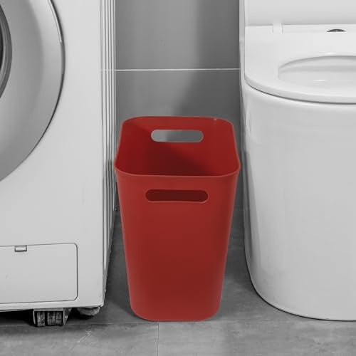 UUJOLY Plastic Small Bathroom Trash Can Wastebasket, 3.5 Gallon, Red - color: Red, size: 3.5 Gallon
