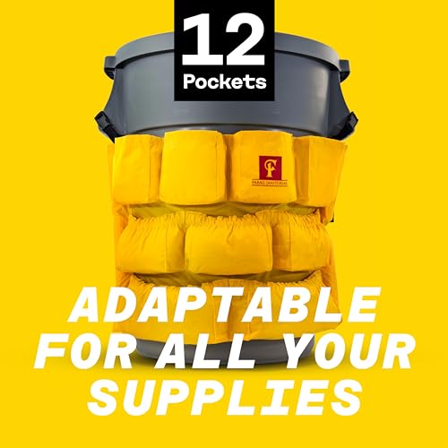 Trash Can Caddy Bag | Brute/Uline Compatible | Fits 32-55 Gallon Can XL Size | 12 Pockets | Heavy Duty Vinyl | Cleaning Supplies Caddy Organizer. - size: 1 Count (Pack of 1)