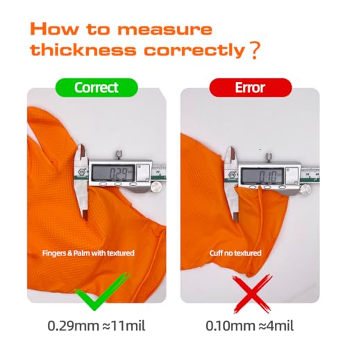 ANBOSON 10 Mil Heavy Duty Diamond Texture Nitrile Gloves, Large, 1000 Ct - color: Orange of 1000, size: Large