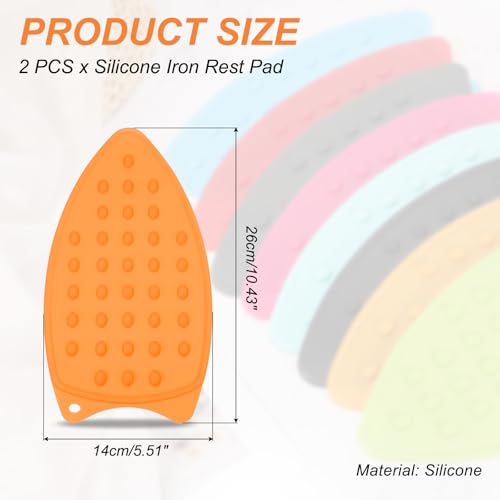 PATIKIL Silicone Iron Rest Pad, 2 Pcs Multipurpose Hot Heat Resistant Iron Rest Plate Protective Pad for Ironing Board Hot Resistant Steamer Steam Compact Mat, Orange - color: Orange