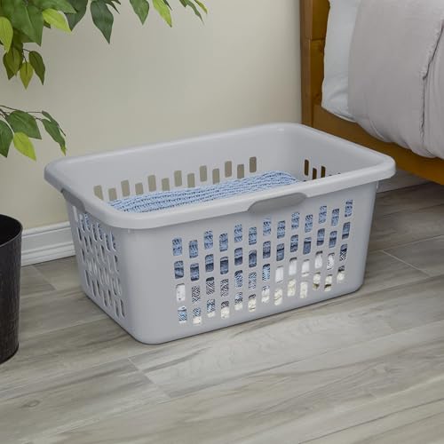 2-Bushel Plastic Laundry Hamper with 4 Ergonomic Handles – BPA-Free, Spacious Design for Household Use, Gray (1PC) - color: Gray