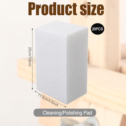 Eaasty 20 Pcs White Scrubbing Pad Non Scratch Scouring Pads, 4.5 x 9.8 Inch - size: 4.5 x 9.8 Inch