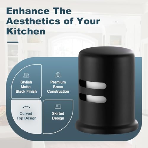 Dishwasher Air Gap Cover for Kitchen, Solid Brass Air Gap Cap with Skirted Design, Dishwasher Overflow Vent Cap Replacement Only, Matte Black - color: Matte Black