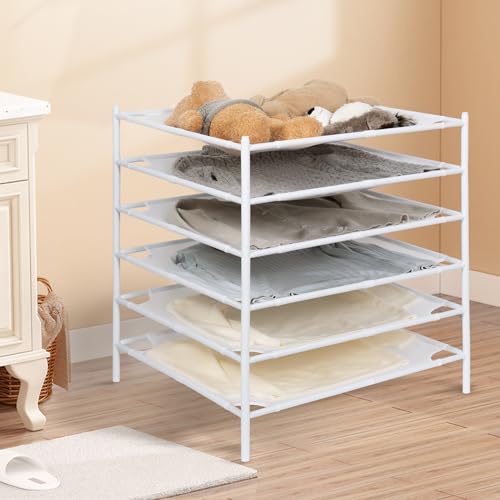STORAGE MANIAC Sweater Drying Rack, Mesh Clothes Drying Rack, Stackable Laundry Drying Rack, Lay Flat Dryer for Delicates, Portable Dry Rack for Indoor or Outdoor, White, 6-Pack - size: 6-Pack Mesh