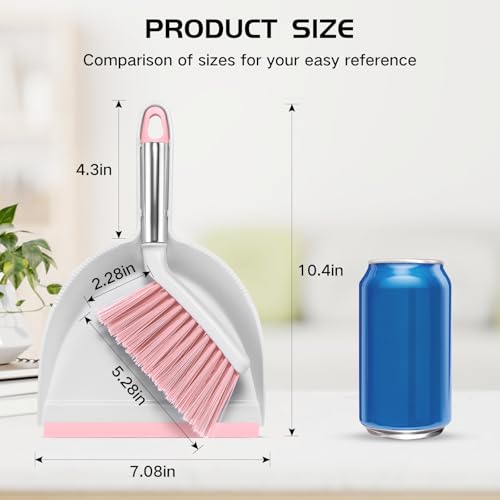 NACENA Mini Broom and Dustpan Set, Small Dust Pan and Brush Set,Pink - color: Pink, size: 1 Pack