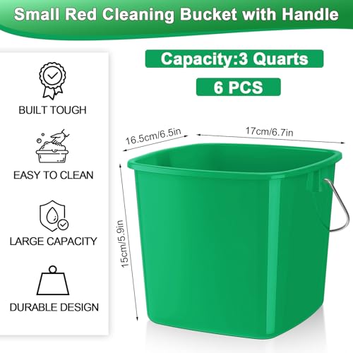 Zhehao 6 Pcs 3 Quart Small Sanitizer Cleaning Bucket, Dark Green - color: Dark Green