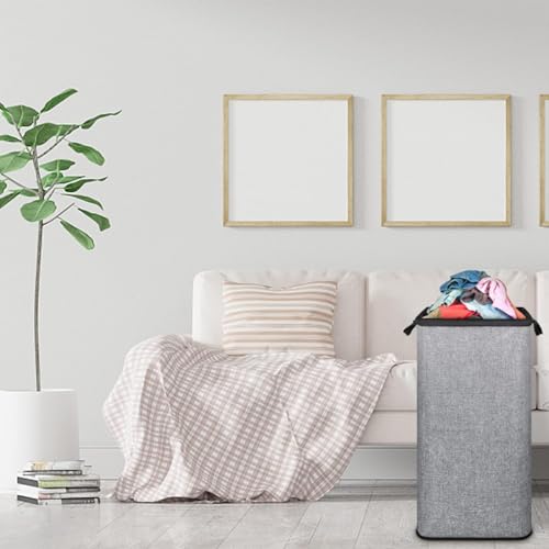 SNIGJAT Extra Large Laundry Hamper, Folding 100L Laundry Basket, Grey - color: Grey, size: 100L