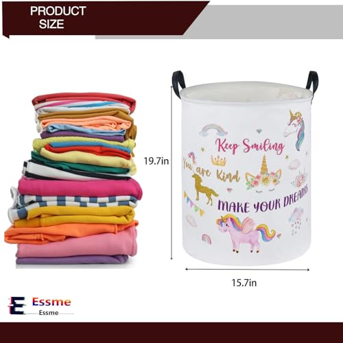 Essme Kids Laundry Basket,Unicorn Hamper Collapsible Waterproof Storage Bin for Girls,Gift Baskets(Color Unicorn) - color: Color Unicorn