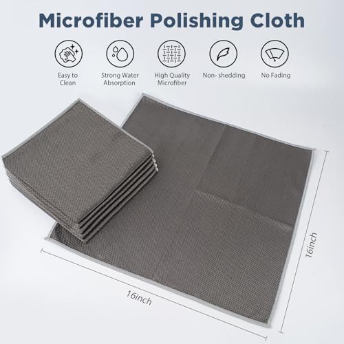SINLAND Microfiber Glass Cleaning Cloth Streak Free Magic Towels Grey - color: Grey X 6