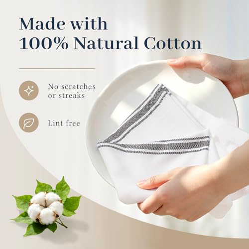 Homaxy 100% Ring Spun Cotton Kitchen Towels 12 Pack, Black Stripe - color: Black Stripe, size: 15" X 25" - 12 Pack