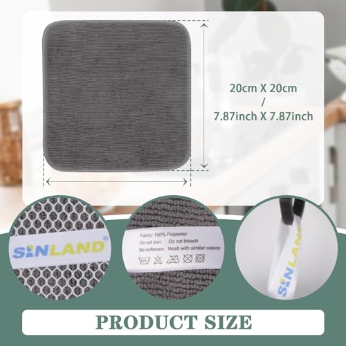 SINLAND Dish Cloth for Washing Dishes Kitchen Washcloth Cleaning Cloth - color: Grey, size: 7.87inchx7.87inch 10pack