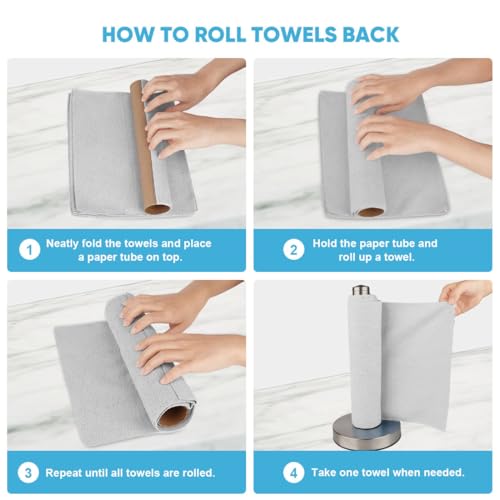 AIDEA Microfiber Cleaning Cloth Roll-50PK, Paper Towels Reusable 11.5×11.5" - color: Grey