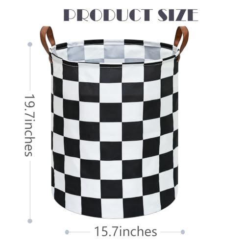 MAIZMZ Checkered Flag Canvas Storage Basket 63L Waterproof Laundry Hamper with Handles, Collapsible Racing Themed Organizer Bin for Boys Bedroom, Toys, Clothes, Gift Giving - color: MR2025917010