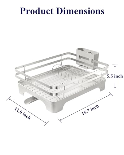Kitsure Multi-Functional Dish Drying Rack, 15.7" x 12.0" x 5.5", Sliver - color: Silver