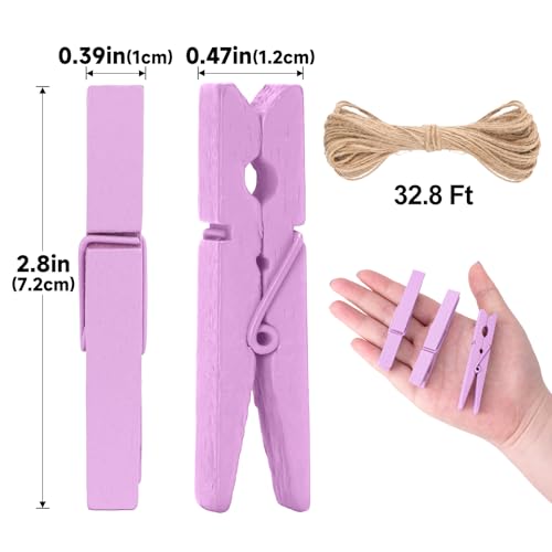 jijAcraft 2.9 Inch Large Clothes Pins - 50Pcs Wooden Clothespins - color: Purple, size: 2.9 inch, 50 pcs