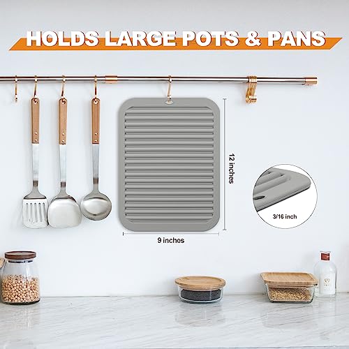Joyhalo 4 Pack Square Silicone Trivets - color: 9x12in, 4 Gray Rectangle