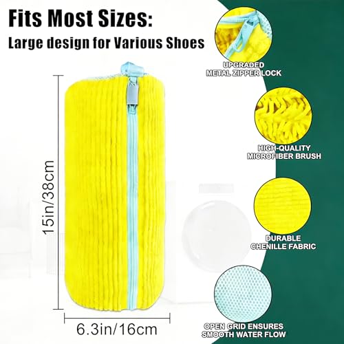 2PCS Shoes Washing Machine Bag Kit,Reusable Washing Shoes Bag,Include 1PC Shoes Dryer Bag and 2 Drying Racks,Laundry Shoes Bag with Durable Zipper for Sneakers and Canvas Shoes - color: Yellow-2PC