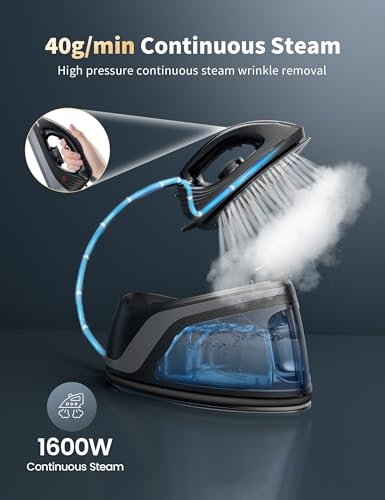 Sundu 1500W Steam Iron with Ceramic Soleplate & Auto-Off for Clothes