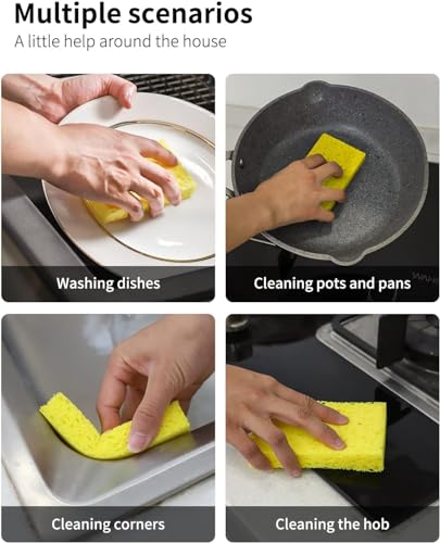 6 Pack Green Cellulose Scrub Sponges Non-Scratch Heavy Duty for Kitchen - color: Green, size: 6 Count (Pack of 1)