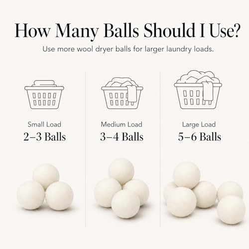 Wool Dryer Balls, New Zealand Dryer Balls Drying Balls Fabric Softener Ball for Laundry(Pack of 6) (White) - color: White