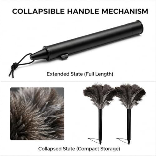 2 Pcs Retractable Ostrich Feather Dusters, Washable Handheld Tools
