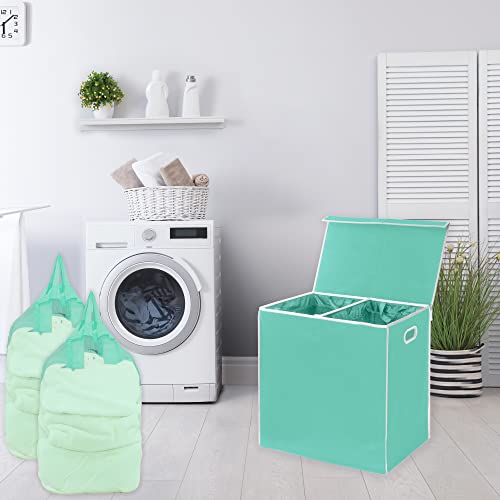 Simple Houseware Double Laundry Hamper with Lid & Removable Bags, Turquoise - color: Turquoise