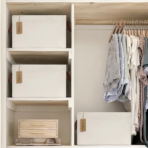 CHICVITA 20L Fabric Storage Bins for Shelves, Metal Frame, 2Pack, Beige - color: Beige, size: 14 ¾" L x 10 ¼" W x 8 ¼" H