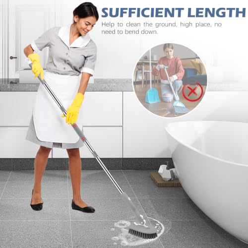 SetSail 4-in-1 Tile Tub Floor Scrubber with V-Shaped Grout Brush, Gray - color: Gray, size: 2 Pads + V-Shaped Brush