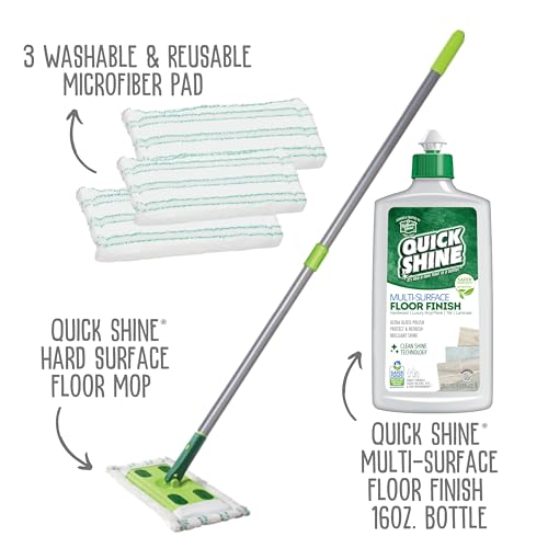 Quick Shine Wet & Dry Mop Kit w/3 Microfiber Pads & Finish 16 oz