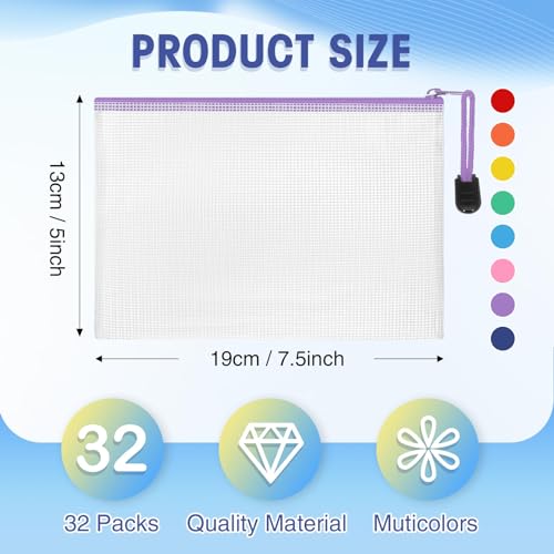 Jetec 32 Mesh Zipper Bags Bikini, Cute Color, 7.5 x 5 Inch, 32 Pcs - color: Cute Color, size: 7.5 x 5 Inch
