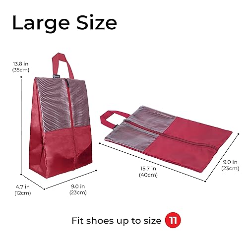 Shoe Bags For Travel, Used As For Storage or Shoe Travel Bag, Space Saving When Travelling With This Travel Shoe Bags For Packing, Featuring Waterproof Nylon Sneaker Bag. (Red, 2 Pack, Medium) - color: Red, 2 Pack, size: Medium