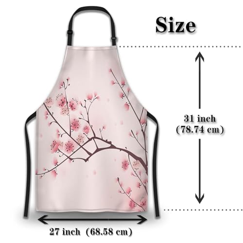 Kitchen Apron for Women Cherry Blossom Funny Aprons for Men for Cooking Restaurant BBQ Painting Crafting Gardening 27” (W) x 31” (H), Waterproof Aprons - color: Cherry Blossom